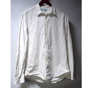 Alessandro Gherardeschi White Textured Button Up Shirt Made in Italy Size L